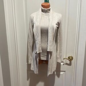 WHBM 2p Sweater Twin Set Cardigan Sleeveless Turtleneck Oatmeal XS PS EUC $178